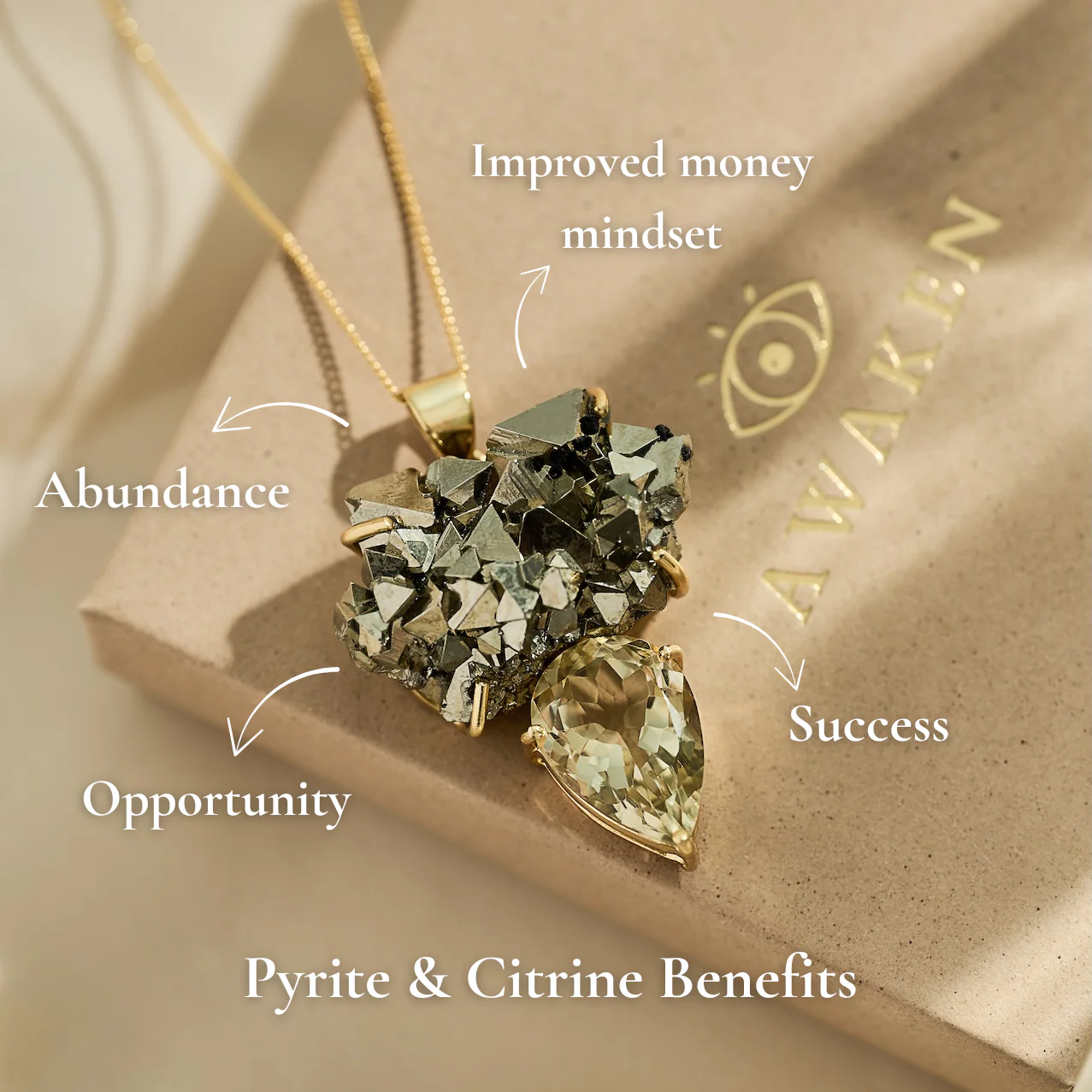 The 'Abundance Duo' Pyrite & Citrine Gold Necklace | Wealth | Success | Prosperity - Image 4