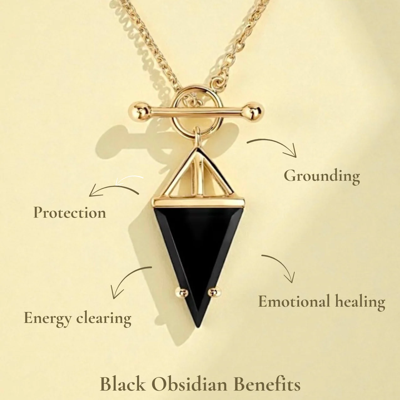 The 'Ezra' Black Obsidian Pyramid Necklace | Protection | Grounding | Balance - Image 3