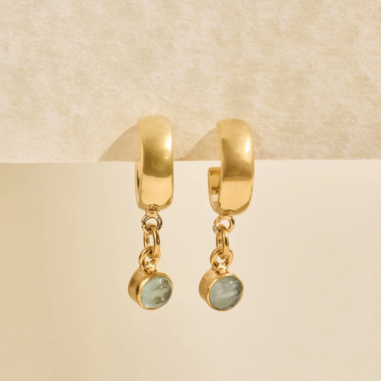 The 'Sunburst' Gold Aquamarine Hoops - Image 3