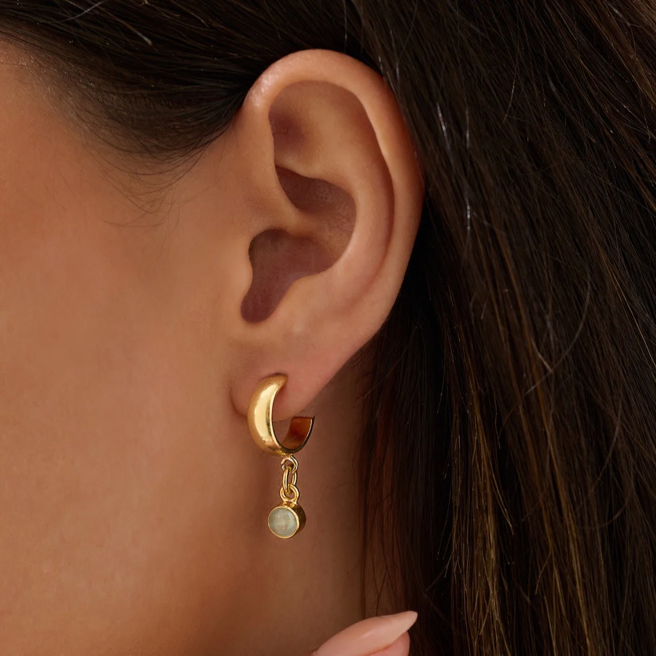 The 'Sunburst' Gold Aquamarine Hoops - Image 5