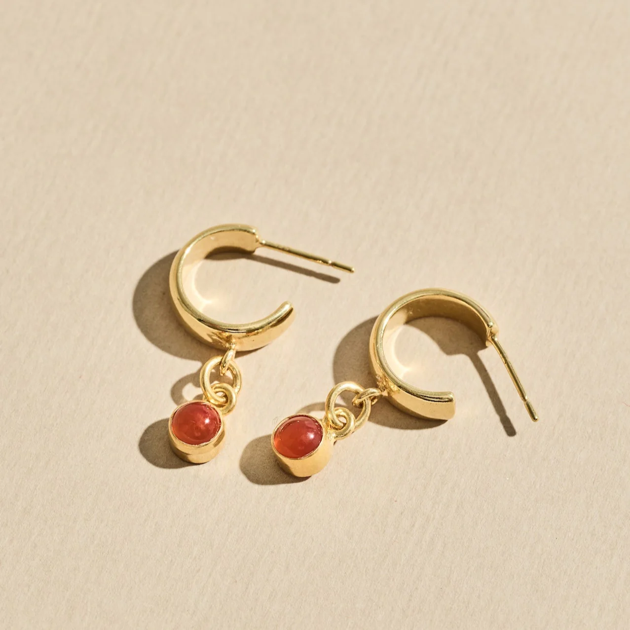 The 'Sunburst' Gold Carnelian Hoops - Image 4