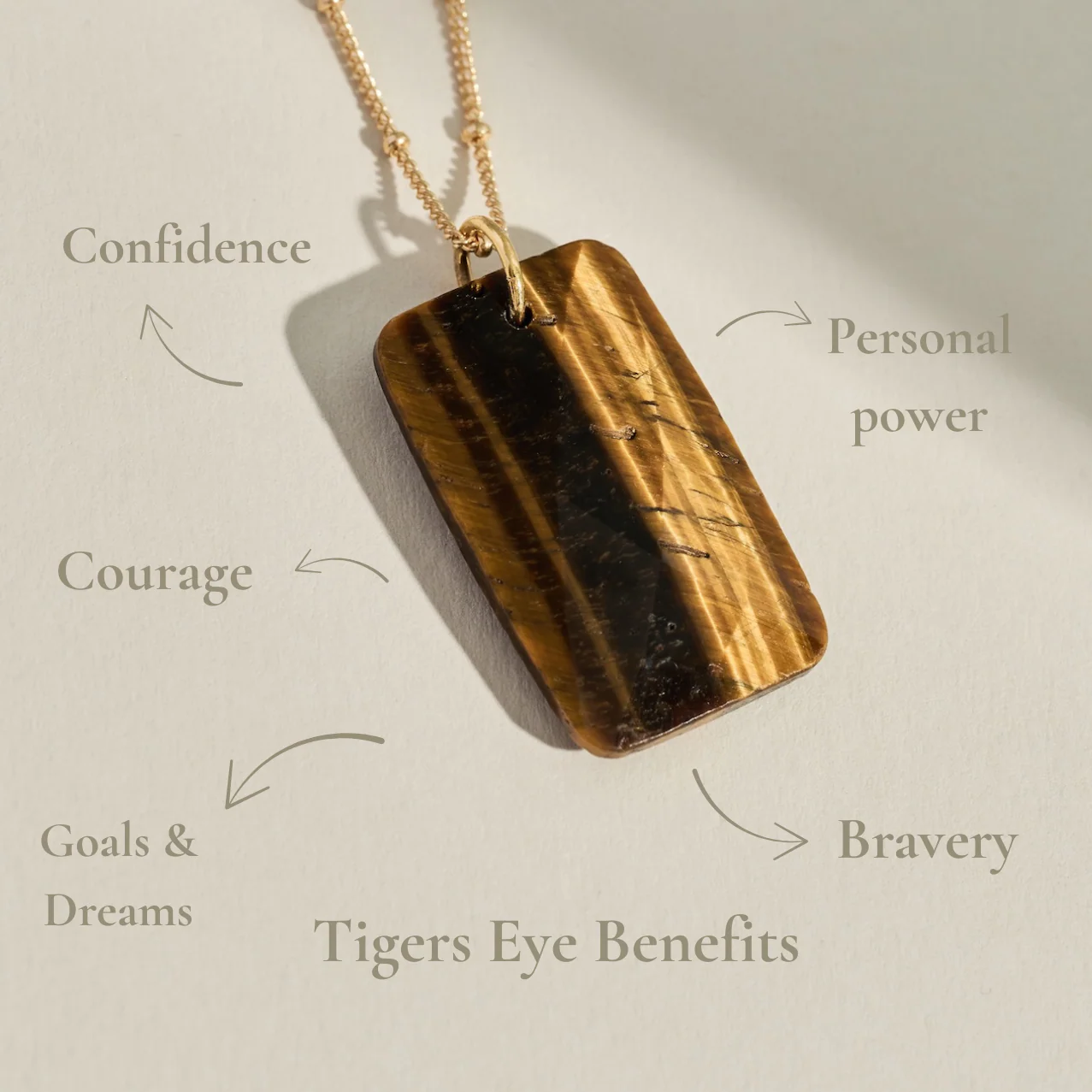 The 'Thea' Tigers Eye Gold Necklace | Bravery | Confidence | Grounding - Image 3